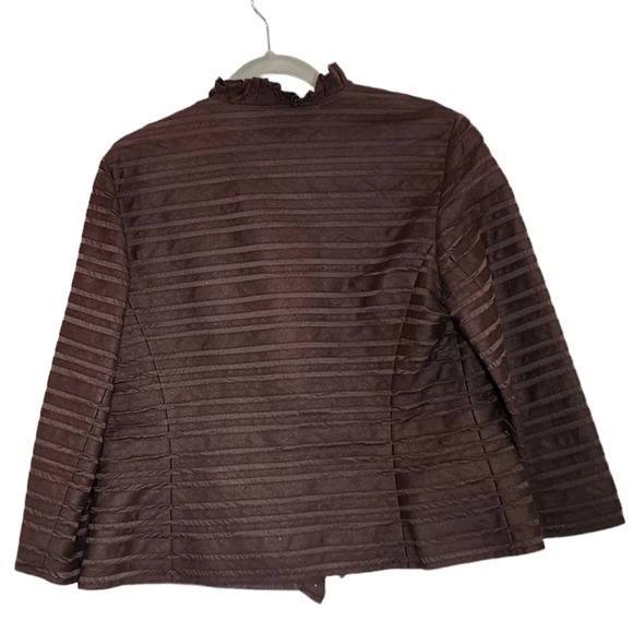 Lafayette 148 brown linen cotton ruffle blazer.  Women's size 14. - Picture 12 of 15